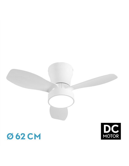 Ventilador Dc Piton 24w 2160lm Blanco 3asp 3velocidades 62d  3000-4000-6500k,remoto+reg.intensidad+temporizador