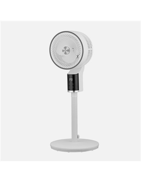 Ventilador De Pie Persa Blanco/cromo 50w 3vel Regx33x33cm Oscilante Display,remoto Y Temporizador