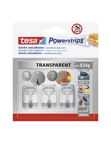 Piccoli ganci autoadesivi trasparenti “Powerstrips S”