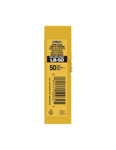 Set di 50 lame da taglio standard "LB-50", larghezza 18 mm, argento