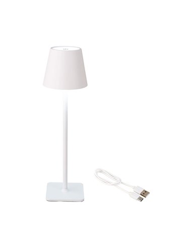 LÁMPARA LED DE MESA RECARGABLE PARA EXTERIOR Y INTERIOR COLOR 37 cm BLANCO