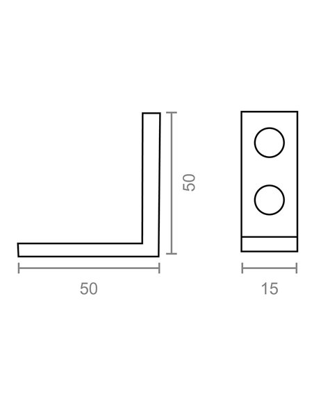 ÁNGULO REFUERZO AN02, ACERO ZINCADO, 50 x 50 x 15 mm. 4 unidades