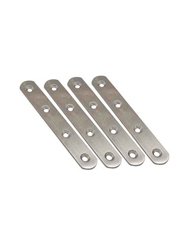 PLACA RECTA UNIÓN PLC14, ACERO INOXIDABLE, 100 x 19 x 2 mm. 4 unidades