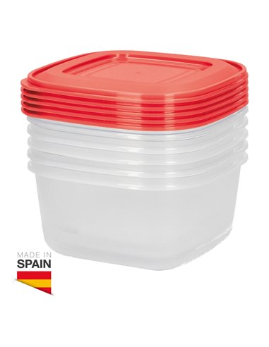 Pack de 5 táperes herméticos de plástico 0.6L