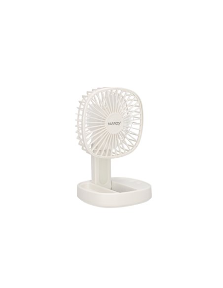 Mini ventilador de mano plegable Coober con luz USB recargable Blanco
