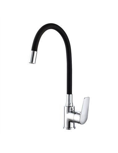 Grifo cocina monomando baiona caño flexible negro
