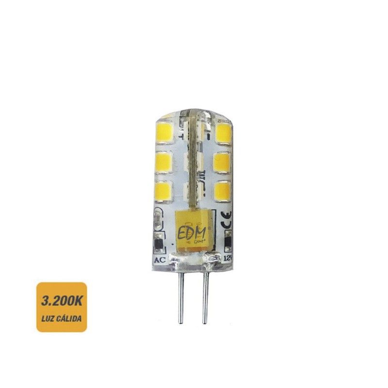 Lâmpada LED EDM Bi-Pin Silicone G4 12V 2W 180lm 3200K Luz Quente Ø10x37mm