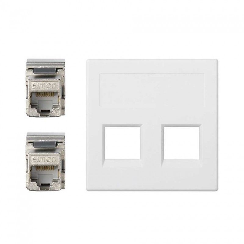 Placa plana de voz e dados Sg com 2 cat6f branco SIMON 50003189-030