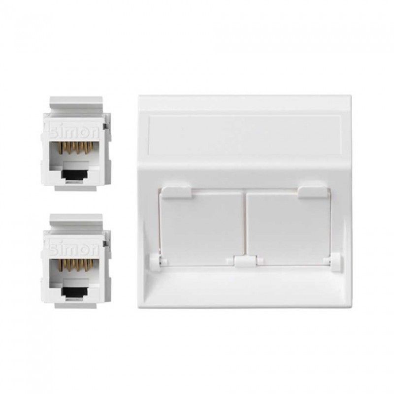 Placa vd inclinada cg con 2 cat6u blanco SIMON 50002086-030