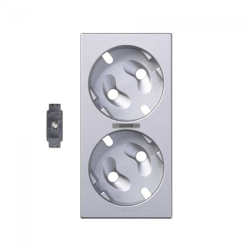 Tapa doble schuko visor y led ind alu SIMON 50011041-033