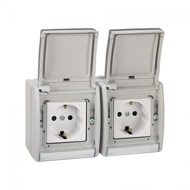 Double-base plug bipolar with t.t.lateral prewired gris 10/16a 250v emb.fast SIMON 4490433-035