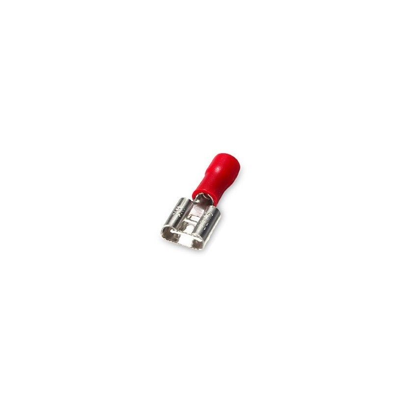 Terminal aislado enchufable hembra plano 3,8/1,5mm Rojo 50 uds 