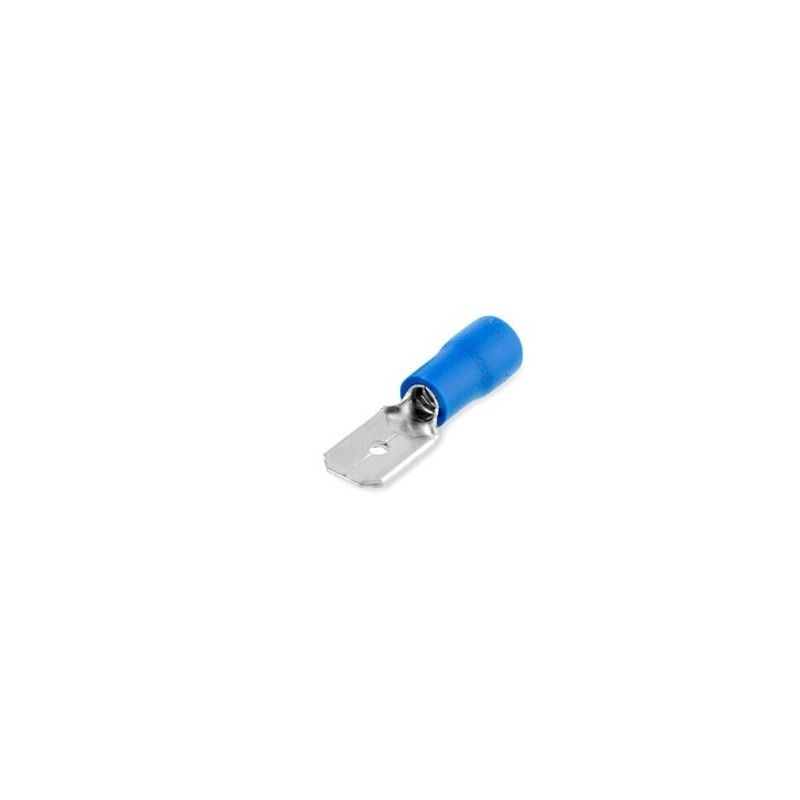 Terminal isolado plug-in macho plano 6,35/2,5mm Azul 50 un