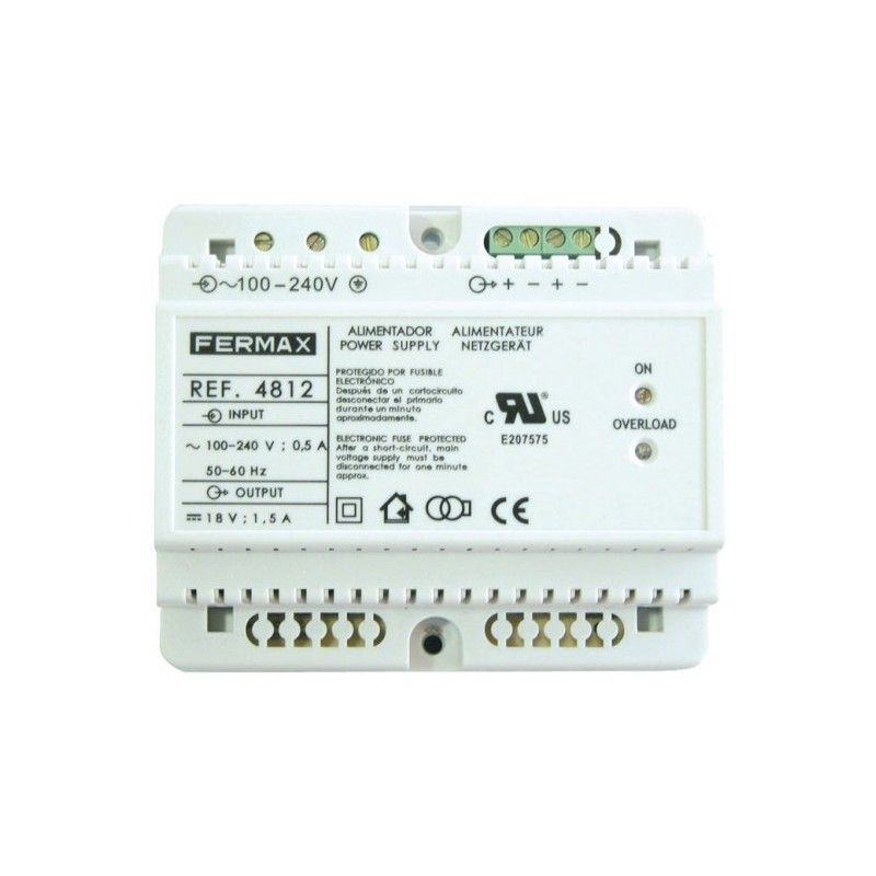 Fonte de alimentação 18VDC/1,5A DIN6. FERMAX 4812