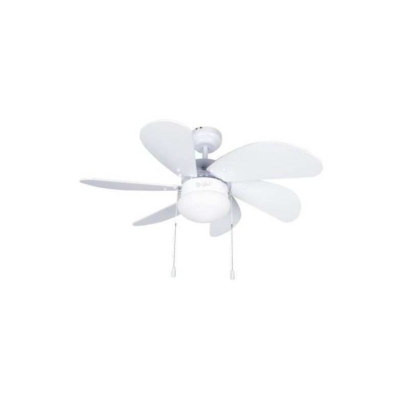 Ventilateur de plafond Lumineux 32' 6 lames en bois Blanc