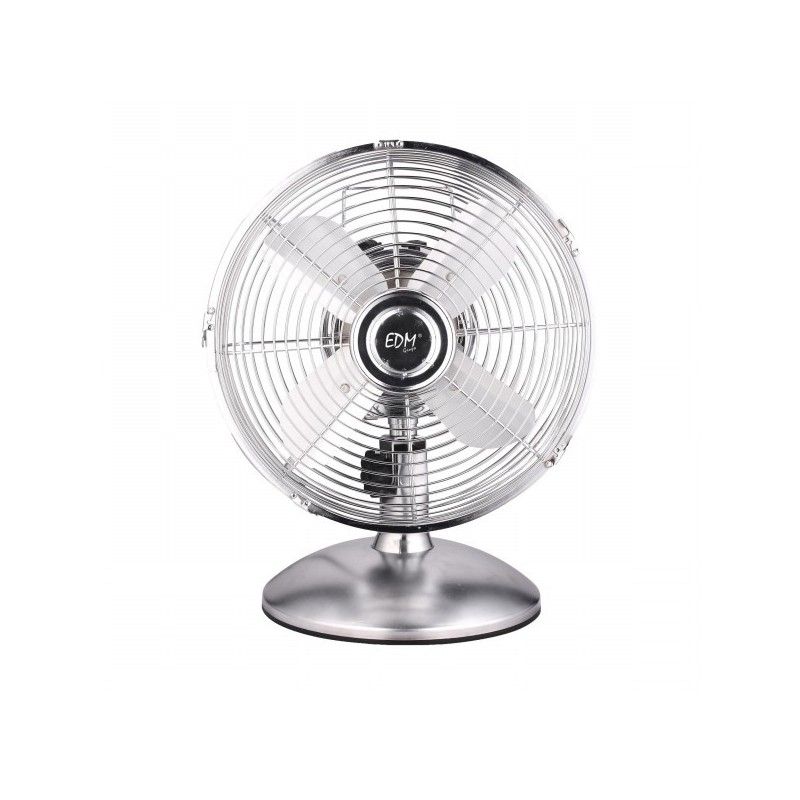 Ventilateur de bureau ø40cm lames en chrome 60w edm oscillant et 3 vitesses réglables grille de sécurité