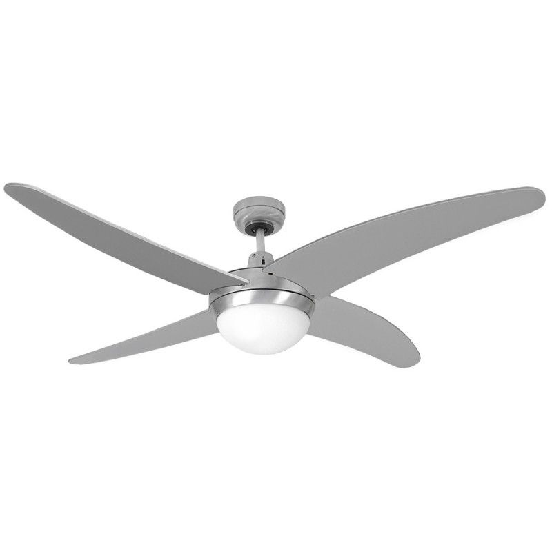 Ventilador de teto modelo Caspio Níquel prata potência 60w lâminas ø132cm com controle remoto EDM