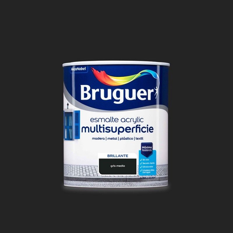 ENAMEL ACRYLIC MULTISURFACE BRIGHT MEDIUM GRAY 0,750 L BRUGUER