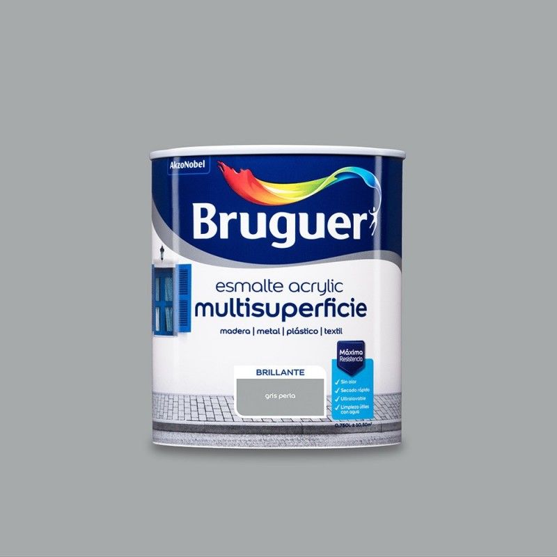 ÉMAIL ACRYLIQUE MULTISURFACE BRILLANT GRIS PERLE 0,750 L BRUGUER