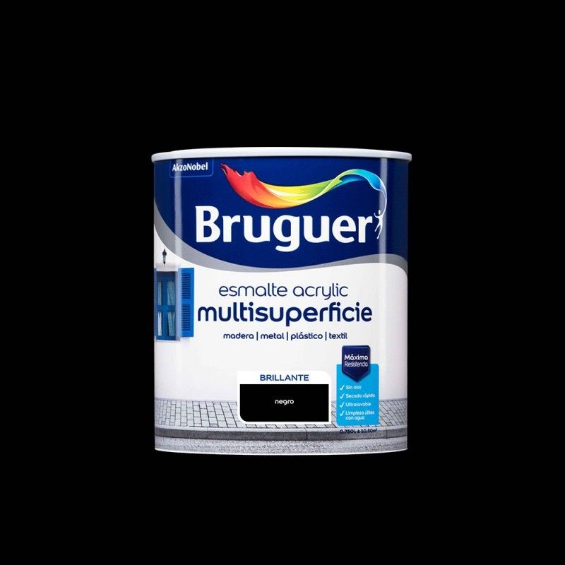 ENAMEL ACRYLIC MULTISURFACE SHINY BLACK 0,750 L BRUGUER