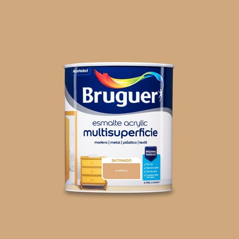 ÉMAIL ACRYLIQUE MULTISURFACE SATIN NOISETTE 0,750 L BRUGUER