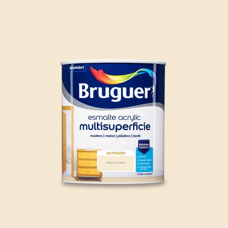 ENAMEL ACRYLIC MULTISURFACE SATIN WHITE 0,750 L BRUGUER