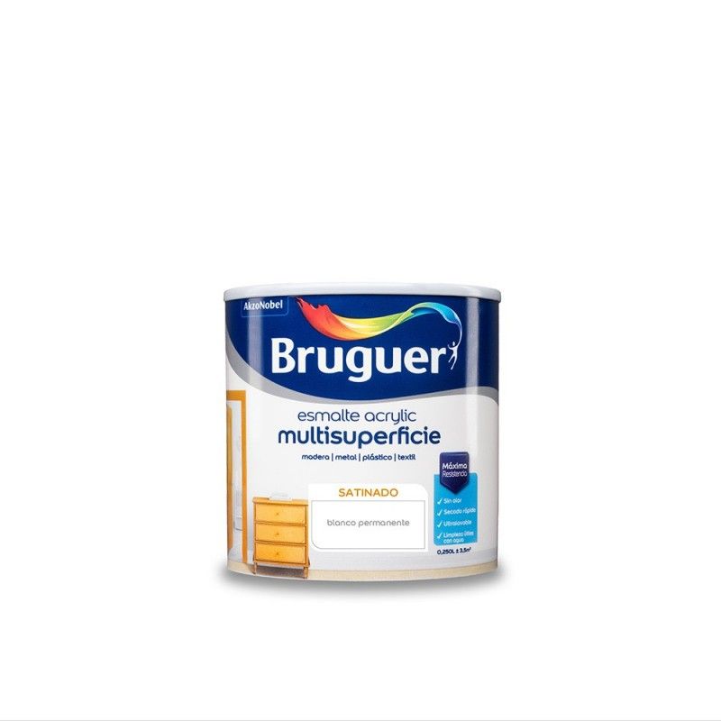 ENAMEL ACRYLIC MULTISURFACE SATIN WHITE PERMANENT 0,250 L BRUGUER