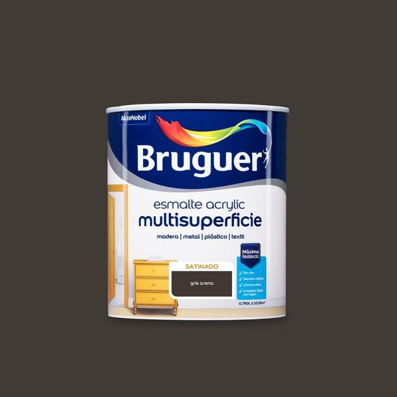 DECKLACK ACRYLIC MEHRFACHOBERFLÄCHE SATIN GRAU SAND 0,750 L BRUGUER