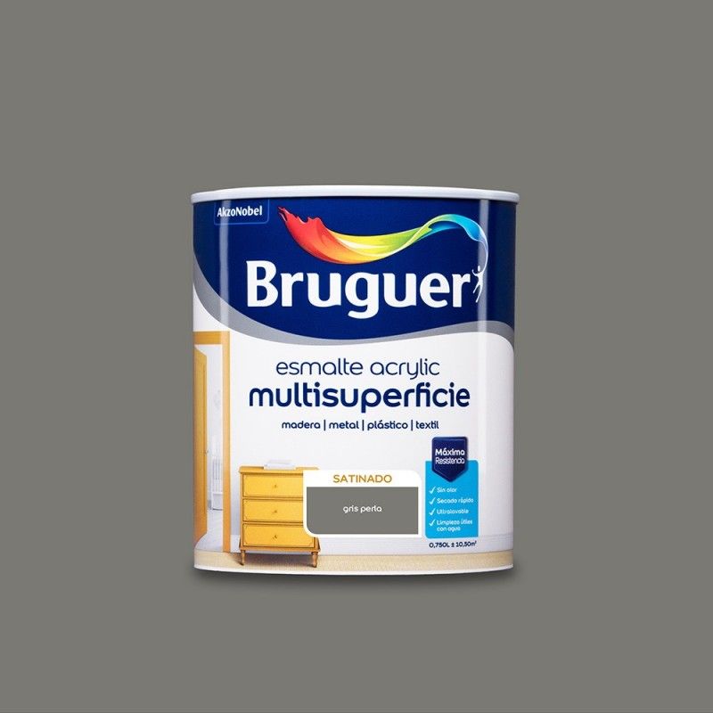 L'ÉMAIL CRYLIC MULTISURFACES SATIN GRIS PERLE 0,750 L BRUGUER