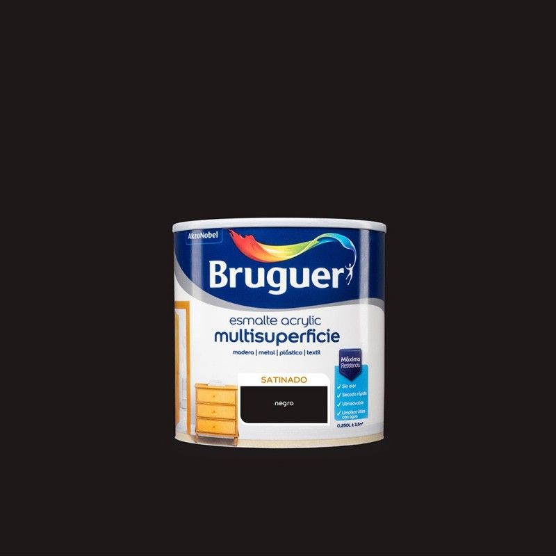 ENAMEL ACRYLIC MULTISURFACE SATIN BLACK 0,250 L BRUGUER