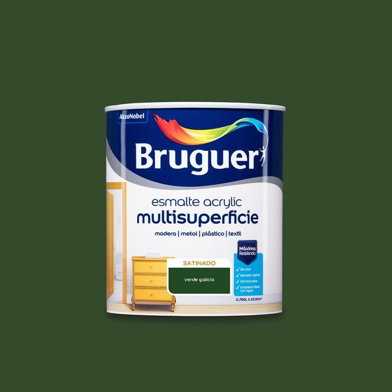 ENAMEL ACRYLIC MULTISURFACE SATIN GREEN GALICIA 0,750 L BRUGUER