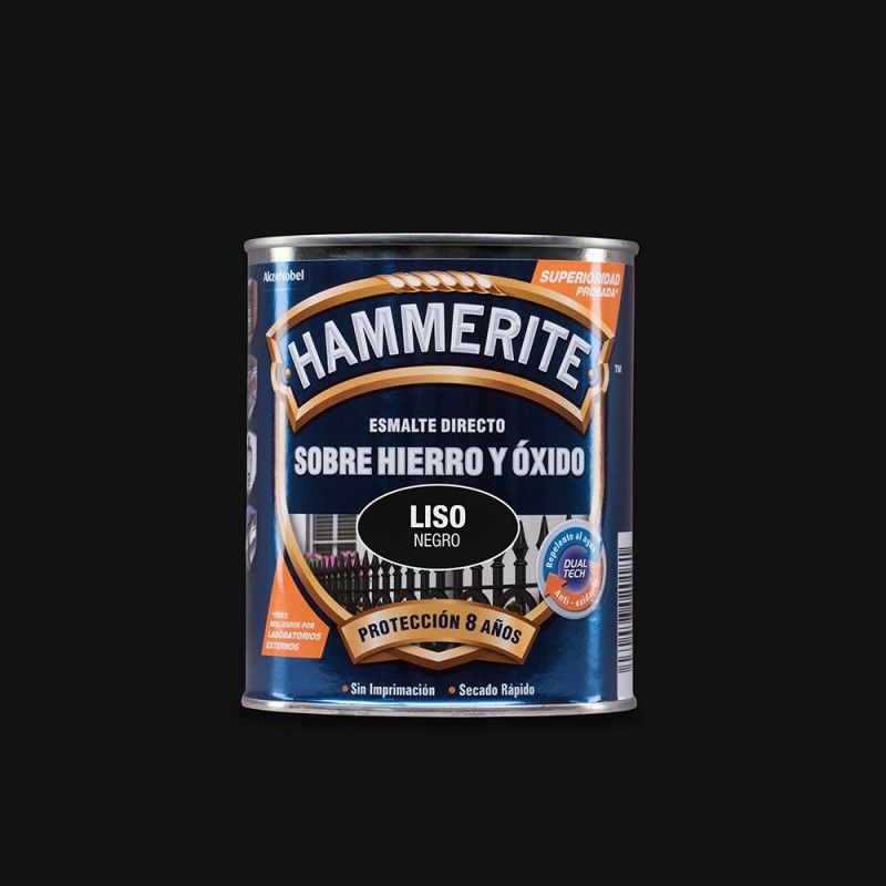 HAMMERITE ENAMEL METAL SMOOTH SHINY BLACK 0.750 L 