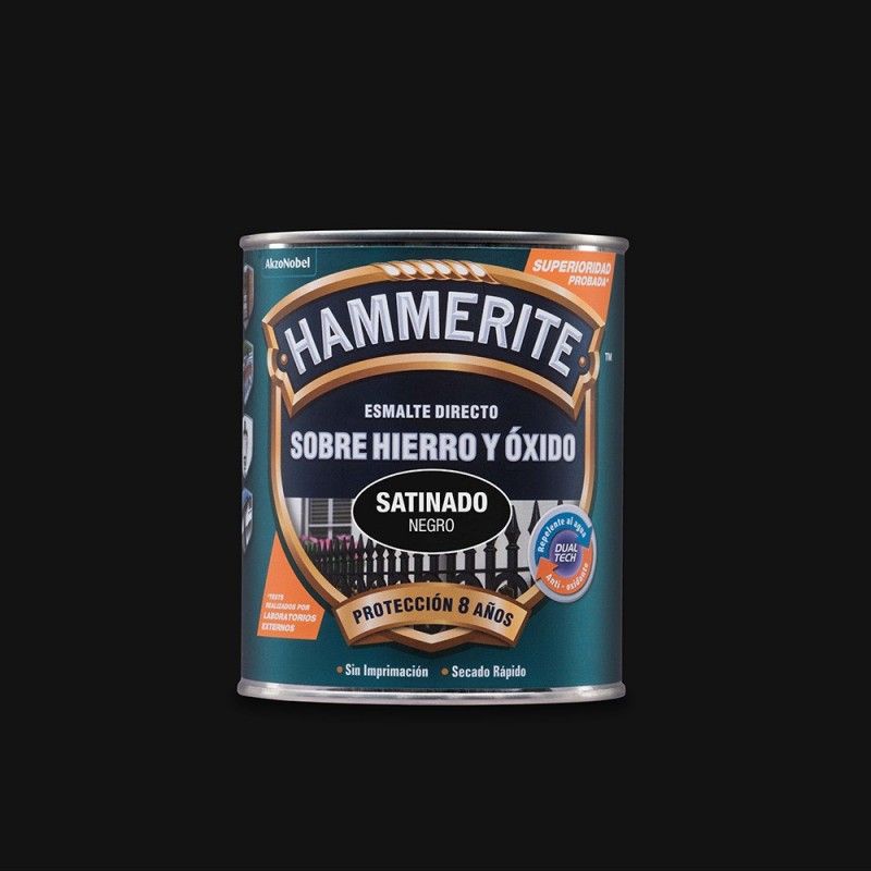 HAMMERITE ESMALTE METALICO SATINADO NEGRO 0.750L 