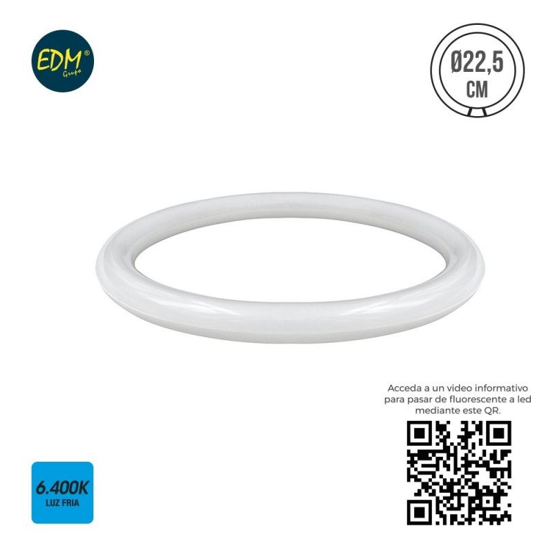 Tubo circular LED g10q 15w 1500lm 6400k luz fria eq 99w ø21,5cm EDM