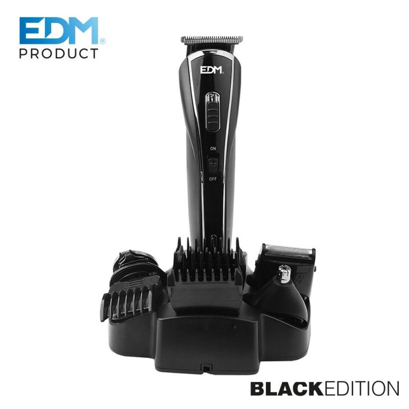 Conjunto maquina corta cabellos - 5 en 1 - recargable - "black edition" - edm