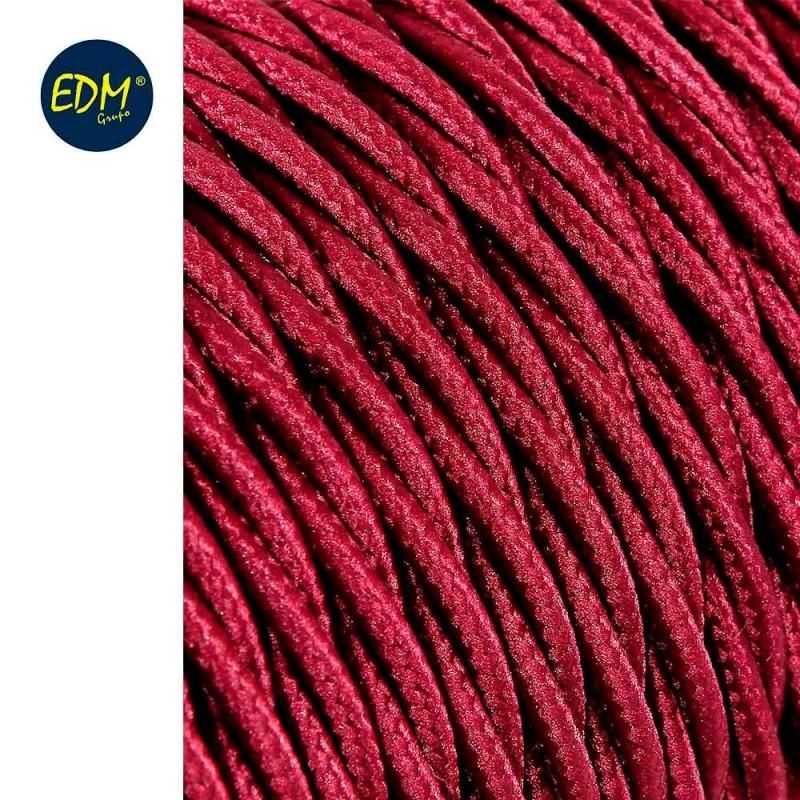 Cable textil trenzado 2x0,75mm c-08 burdeos seda 5m