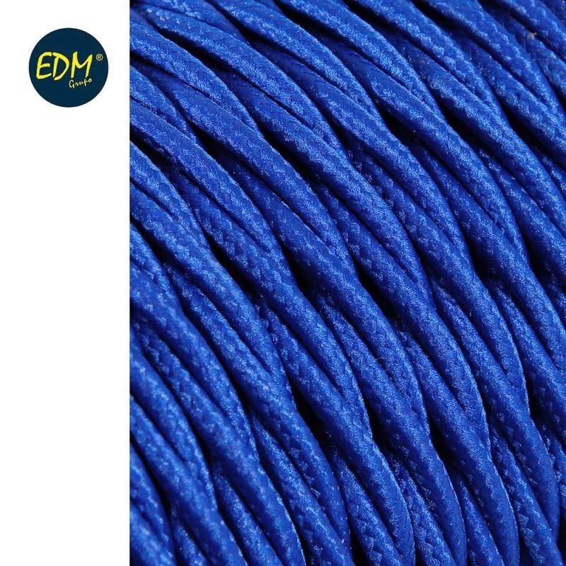 Cable textil trenzado 2x0,75mm c-75 azul seda 5m