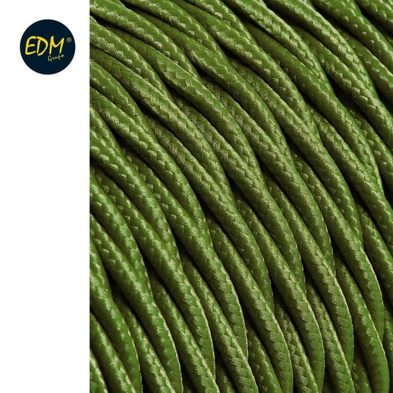 Cable textil trenzado 2x0,75mm c-18 verde seda 5m