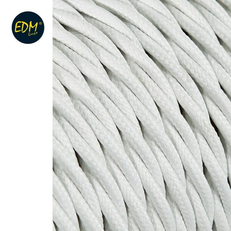 Cable textil trenzado 2x0,75mm c-01 aluminio seda color blanco 5m