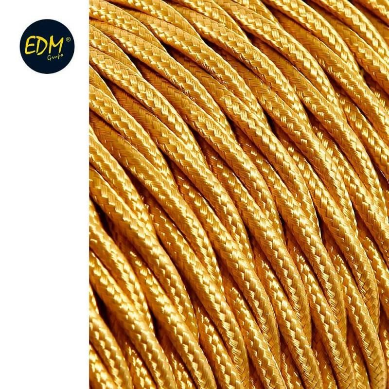 Cable textil trenzado 2x0,75mm c-45 oro mate seda 5m