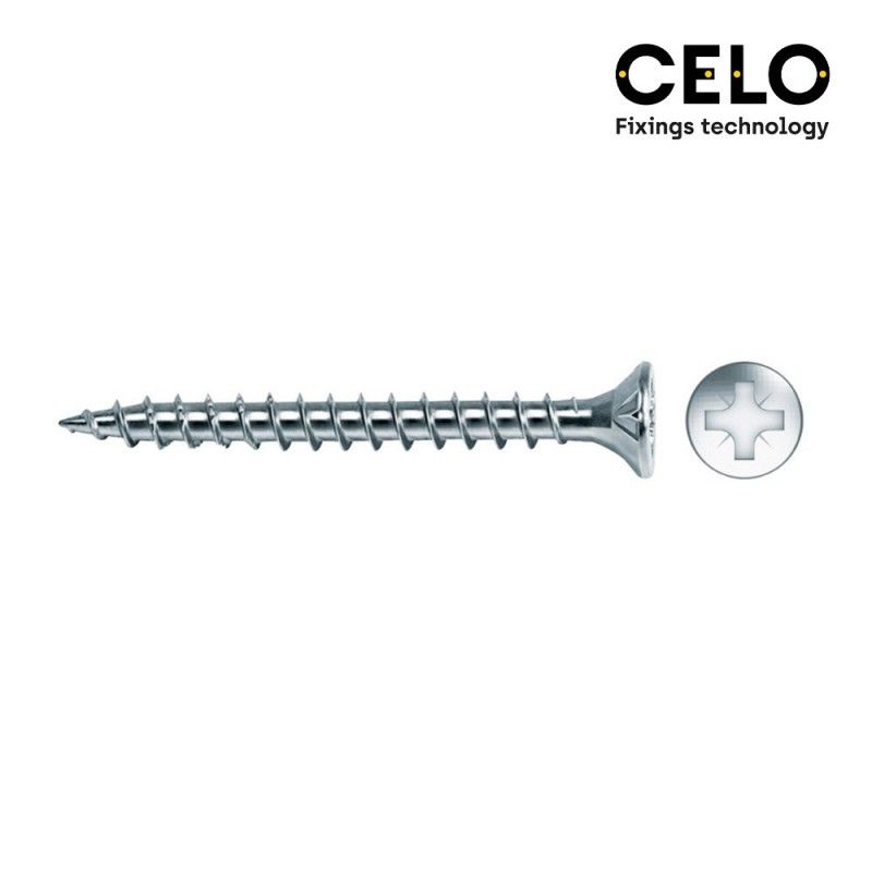 Caja 200un tornillo madera avellanado pozi din/ref vlox 4x25 zincado+lubr. celo