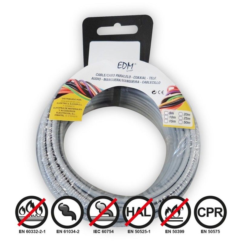 Carrete cablecillo flexible 1,5mm gris 20mts libre-halogeno