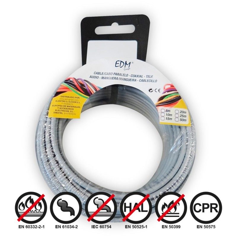 Carrete cablecillo flexible 2,5mm gris 5mts libre-halogeno