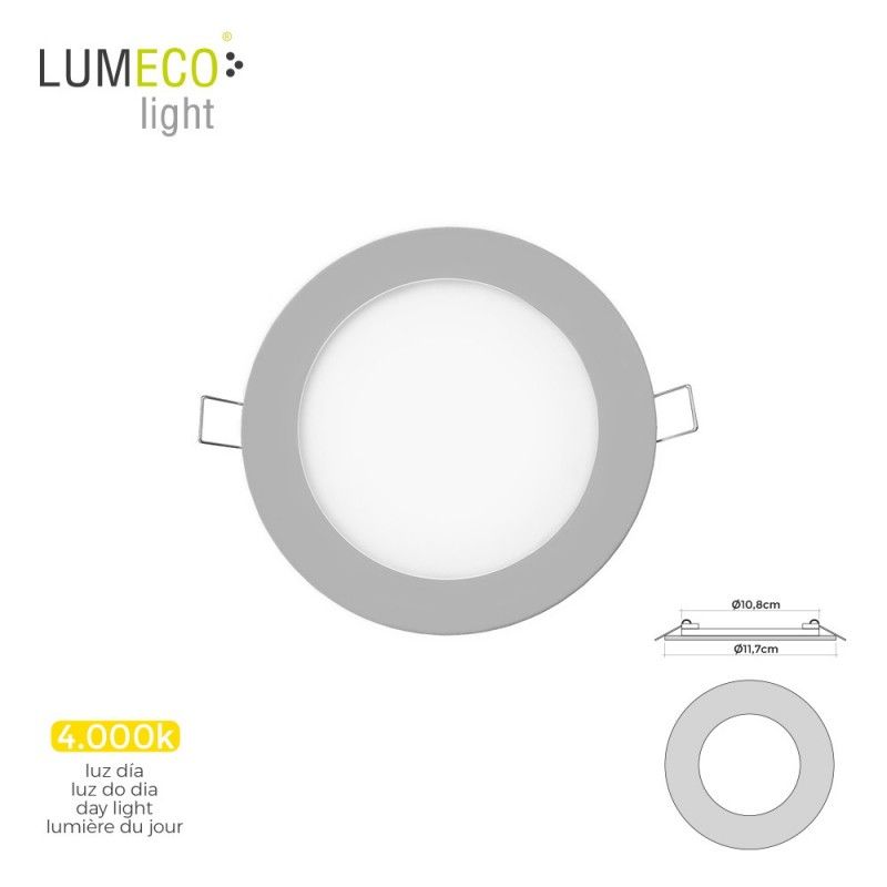 Mini downlight led lumeco 6w 320 lumen  redondo 12cm 4.000k marco cromo