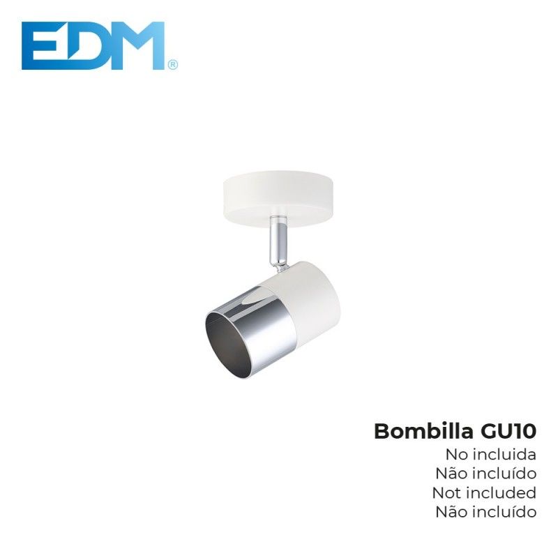 Foco "moon" 1 elemento blanco + plata gu-10 edm