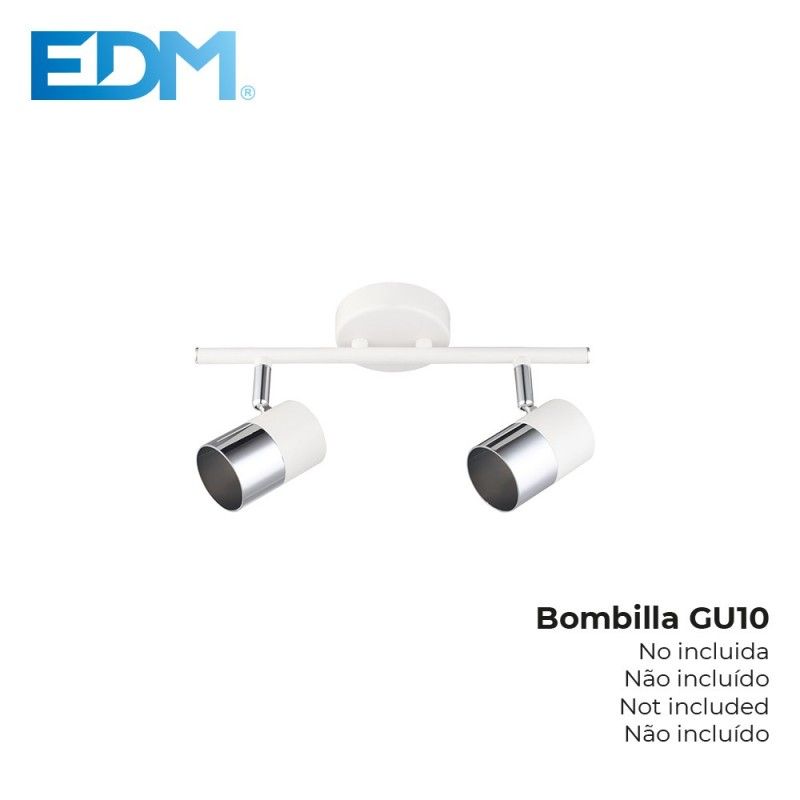 Refletor halogênio 2 elementos cor cromo branco osso gu10 modelo Moon EDM