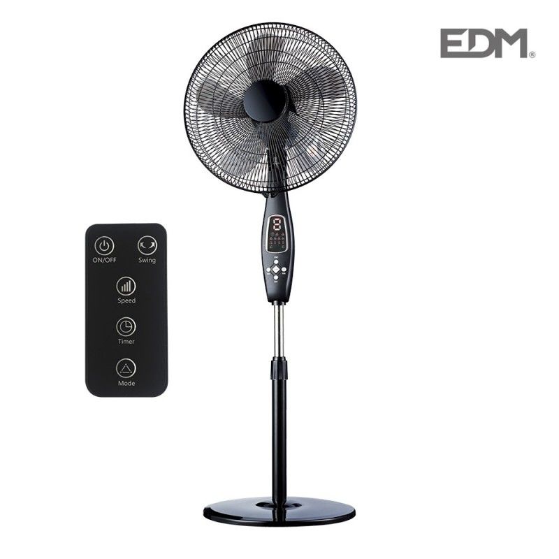 Ventilador de pie con mando 60w black series edm