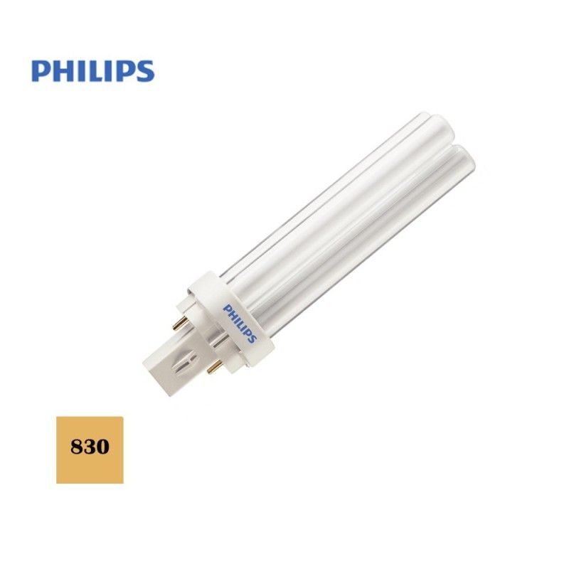 Bombilla bajo consumo lynx 1800 lumens d-26w pl-2 pin 830k luz calida philips