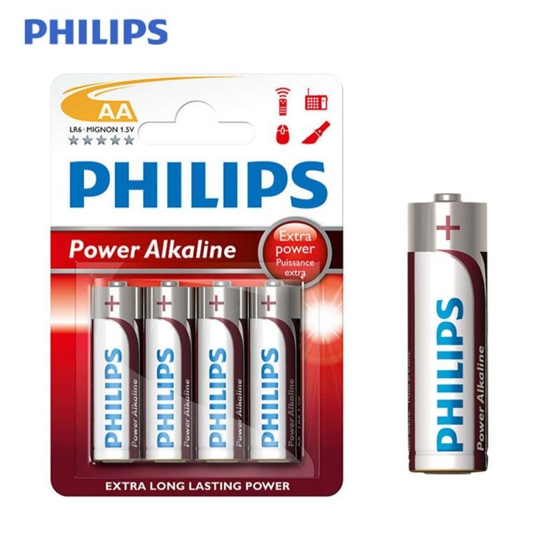 Pilha alcalina Philips lr06 aa (blíster de 4 pilhas)