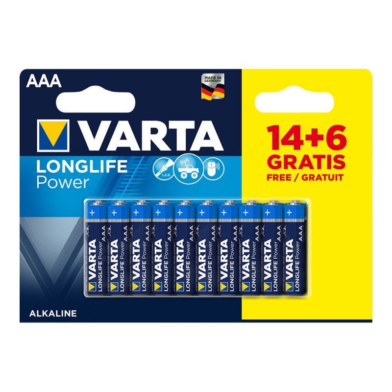 Bateria varta longlife power aaa - blister lr03 14+6 unidades ø10,5x44,5mm